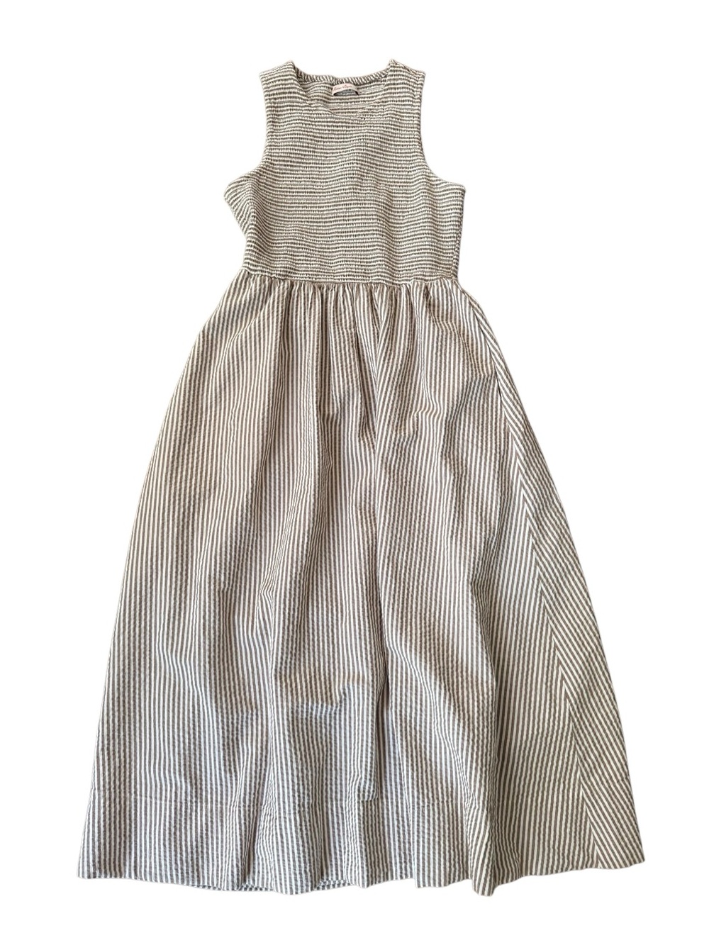 Marine Layer Darcy Seersucker Maxi Dress Mocha Stripe Brown Medium - Picture 3 of 7